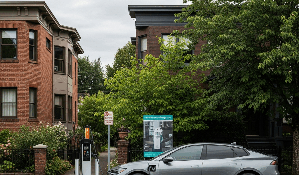 electric vehicle parked at a curbside chargepoint level 2 ch 20260311 074607