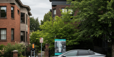 electric vehicle parked at a curbside chargepoint level 2 ch 20260311 074607