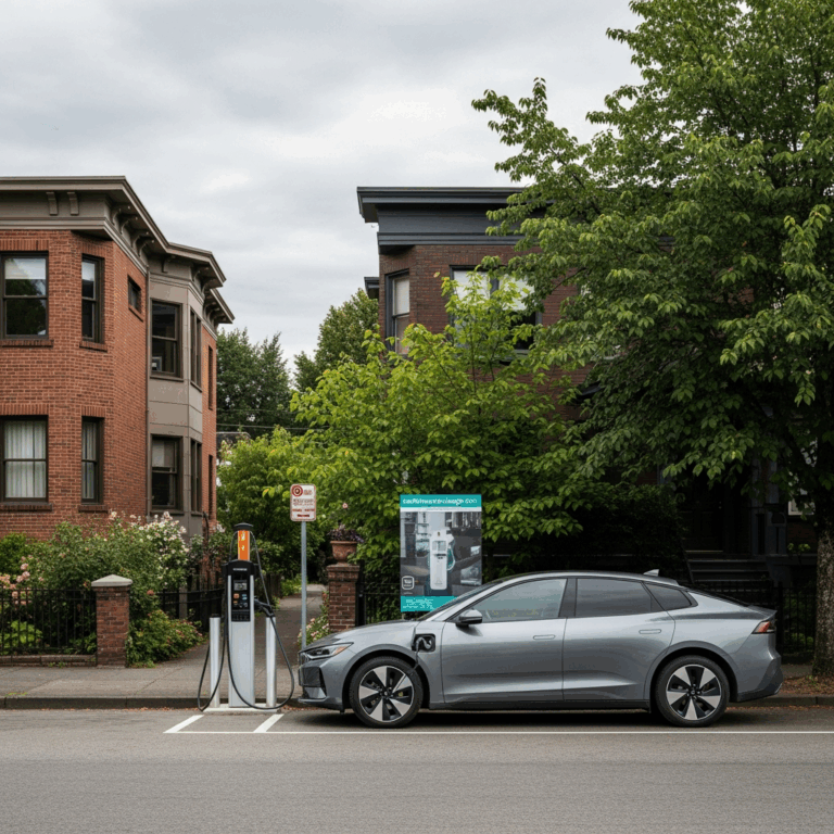 electric vehicle parked at a curbside chargepoint level 2 ch 20260311 074607