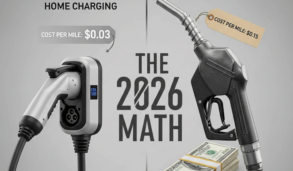 Professional photograph related to: EV Home Charging Cost per Mile vs Gas — The 2026 Math. High qual